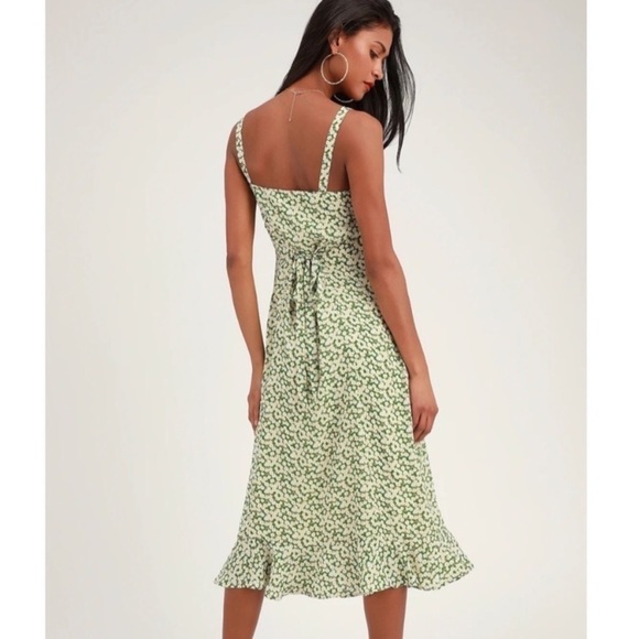 Lulus Green Floral Print Midi Dress - Picture 3 of 12